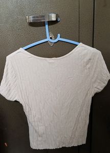 H&amp;M White Tie Up Top
