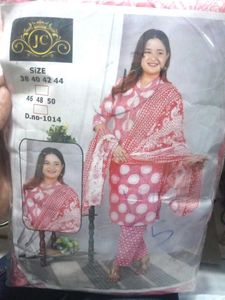 Beautiful Rose Pink Printed Cotton Suit Set