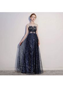 Navy Blue Banquet Evening Dress