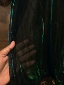H&amp;M Sheer Metallic Green Top