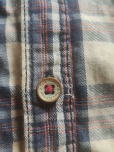L-Size Plaid Button-Down Shirt