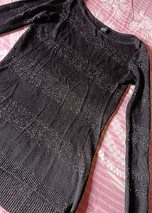 Self Design Pullover with Ribbed Hem