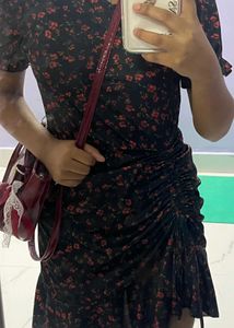Ruched Floral Mini Dress