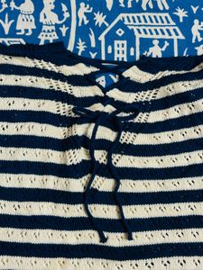Chic Strips Crochet Top 💙🤍