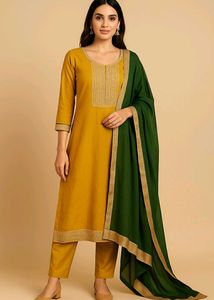Yellow PANT SUIT WITH DUPATTA
