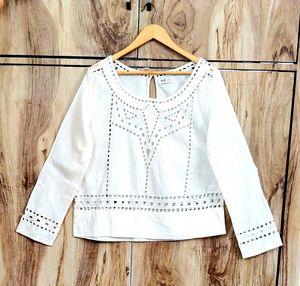White Designer Cotton Top Size-40