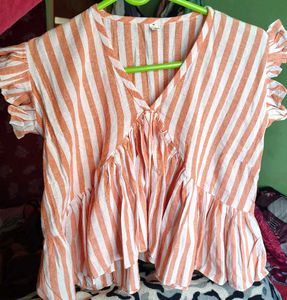 Striped Ruffle Sleeve Top