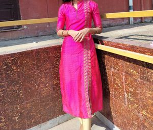 Pink Embroidered Kurta