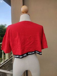 Red &#39;Black&#39; Cropped Tee