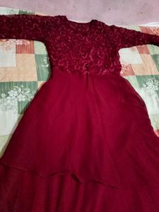 Elegant Burgundy Lace Dress
