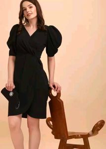 Little Black Dress with Puff Sleeves