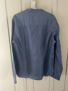 Blue Mandarin Collar Shirt