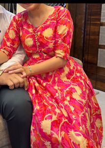 Elegant Floral Print Ethnic Gown