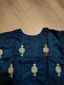 NAVY BLUE &amp; GOLDEN STRIPPED KURTI with SKIRT