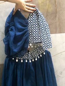 Navy Blue Embroidered Blouse
