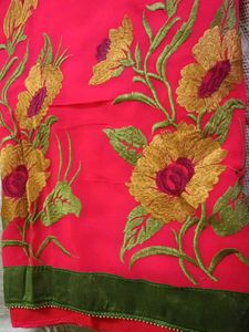 Elegant Pink Embroidered Saree