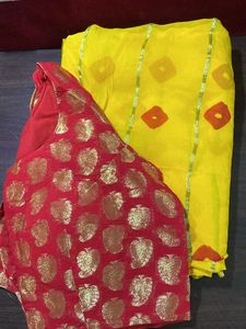 Bandhani Rajputana Yellow Saree