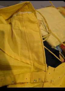 Yellow Georgette Saree With Blouse Peticoat