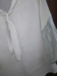 Elegant Blue Tie-Neck Blouse