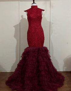 Deep Red Ruffled mermaid Gown