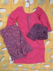 Pink Pure Cotton Kurtaset
