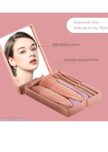Cute Make-up Brushes Set Of 5 With Mirror