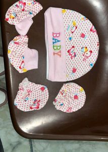 Pink Baby Cap With Mitten