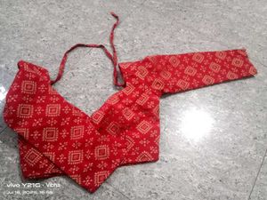 Red Printed Saree Blouse