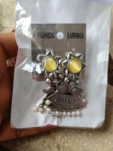 Yellow Monalisa Silver Brass Earrings