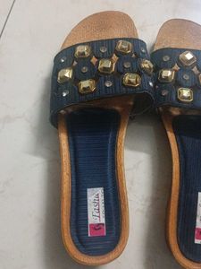 Stylish Blue Embellished  Flates