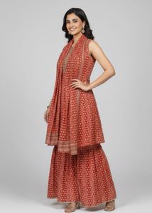 Elegant Printed Kurta Sharara Set