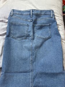 Denim Skirt with Stripe Detail