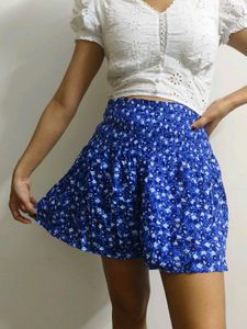Blue Floral Mini Short
