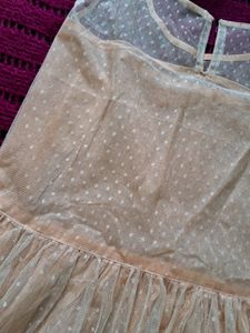 Girl&#39;s Cream Colour Net Frock