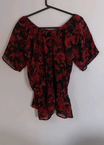 Red &amp; Black Floral Blouse