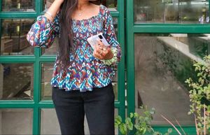 Multicolor Peplum Top