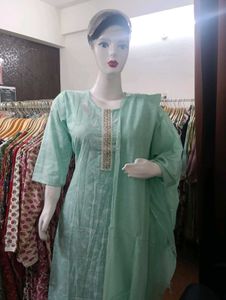 Pure Cotton Kurti Pant Dupatta Set