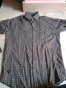 Gray Plaid Button-Down Shirt