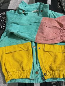 Color Block Corduroy Jacket