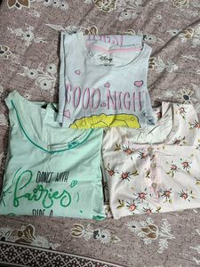 Assorted T-Shirt Nighty Bundle- Pack of 3