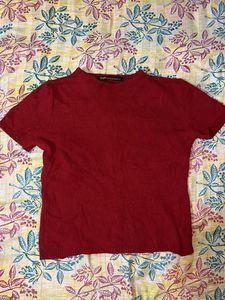 Women&#39;s Woolen Red Colour Top For Winter&#39;s