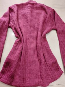 Pink Button-Down Cardigan