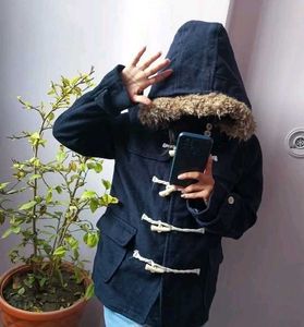 Stylish Navy Blue Duffle Coat