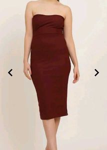 Burgundy Bodycon Midi Dress