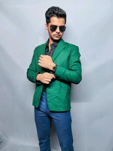 Green Colour Blazer, Size: Small, Model Height: 5ft 3 Inch
