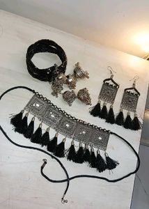 Boho Silver Tone Jewelry Set