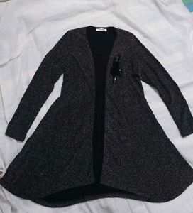 Sparkly Open-Front Cardigan
