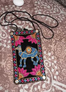 Embroidered Camel Phone Bag