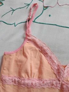 Peach Lace Trim Cami Top