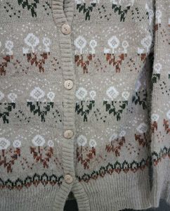 Floral Pattern Knit Cardigan